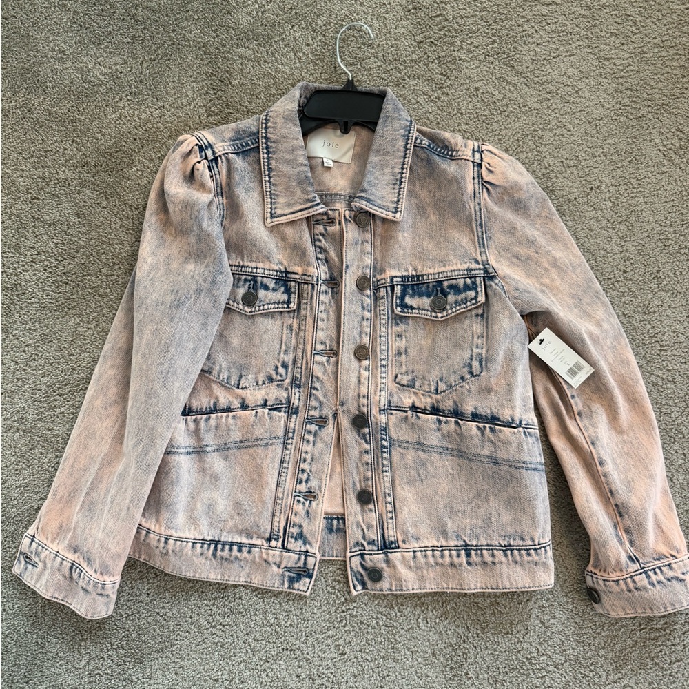 NWT Joie Demarea Denim Jacket in Melon Acid Wash Small